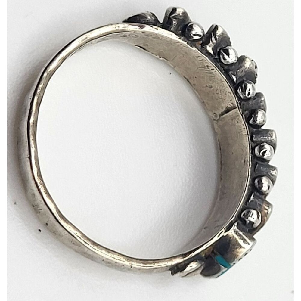 Vintage Native American Marked Sterling Silver Turquoise Band Ring Size 6.50 - Picture 5 of 6